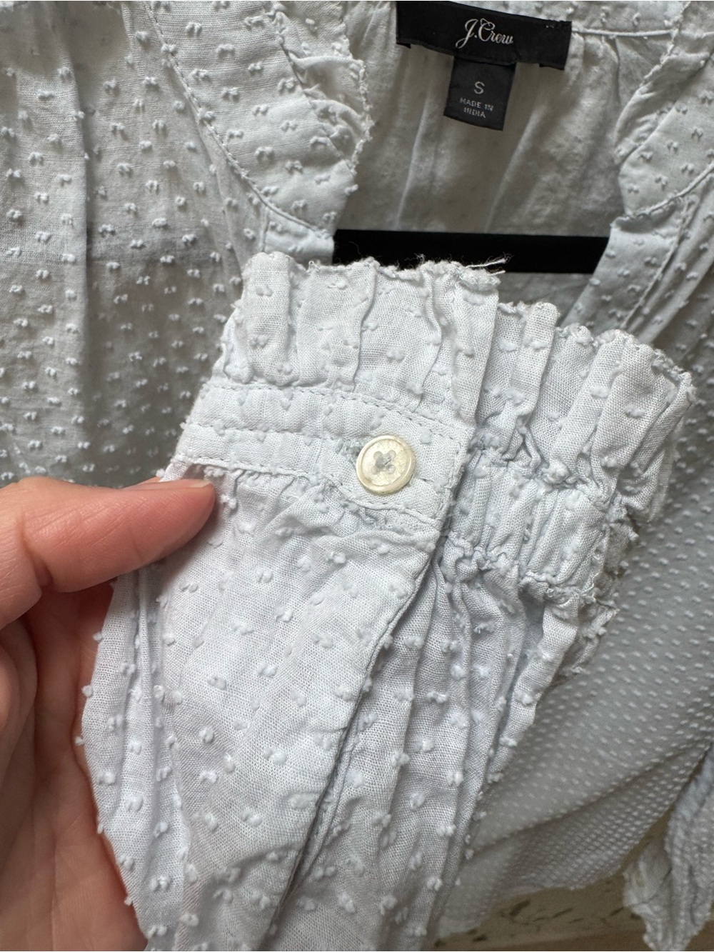 J.Crew Light Blue Split V Swiss Dot Blouse - Picture 5 of 6